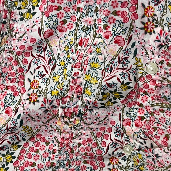 Talbots 100% Cotton Pintuck Ruffle Top Button Front Floral Spring Blouse - Picture 4 of 10